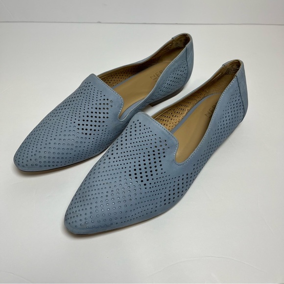 Naturalizer Lorna Blue Leather Slip On Flat Loafers - Picture 2 of 13